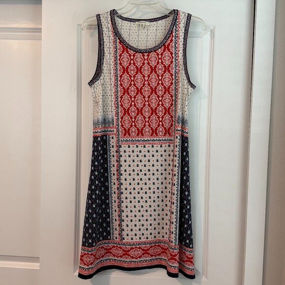 Max Studio Sleeveless Blue, Red, White Patchwork Dress Size Medium - Picture 1 of 4